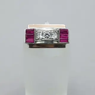 Art Deco Robijn(Getest) Zilver - Ring - Quartz(Getest)