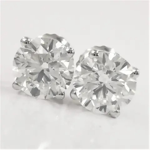 1.60 ct diamond stud earrings - 14 karaat Witgoud - Oorbellen Diamant - AIG gecertificeerd zonder reserve