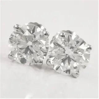 1.60 ct diamond stud earrings - 14 karaat Witgoud - Oorbellen Diamant - AIG gecertificeerd zonder reserve