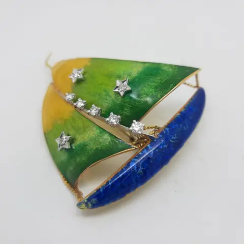 18 karaat Geel goud - Broche - 0.41 ct Diamant