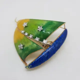 18 karaat Geel goud - Broche - 0.41 ct Diamant
