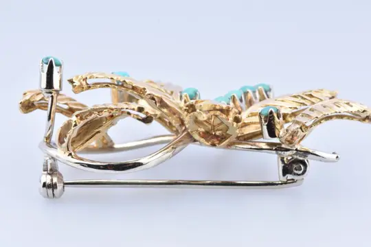 18 karaat Geel goud - Broche Turquoise