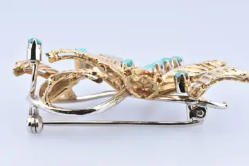 18 karaat Geel goud - Broche Turquoise
