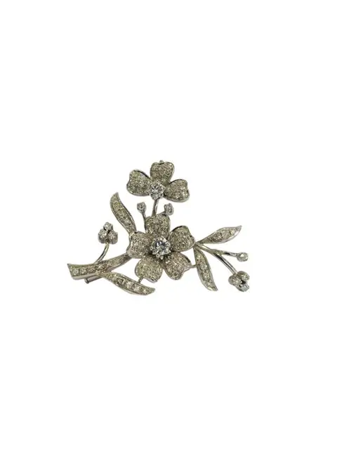 18 karaat Witgoud - Broche Diamant - Diamanten