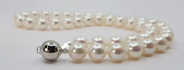 9x9.5mm - 925 Akoya parels, Zilver - Halsketting