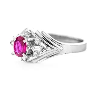 1.44 tcw Ruby Ring Platina - Ring - 0.45 ct Robijn - Diamanten van 0,99 ct - geen minimumprijs