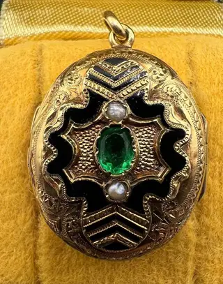 NO RESERVE PRICE - 18 karaat Geel goud - Hanger - parels, onyx