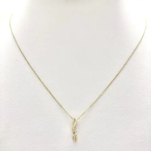 "NO RESERVE PRICE" - 9 kt. Geel goud - Collier met hanger - Diamanten