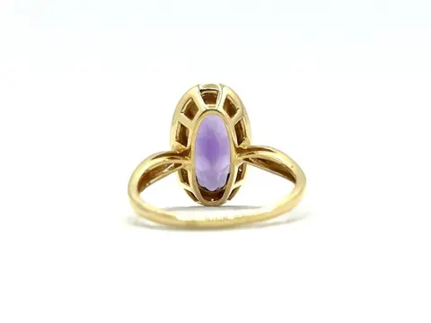 NO RESERVE - 18 karaat Geel goud, Witgoud - Ring - 1.90 ct Amethist - Diamanten