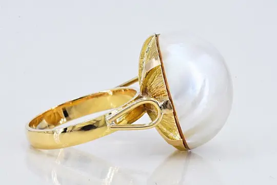 No Reserve Price - 18 karaat Geel goud - Ring - Zuidzee Mabé parel