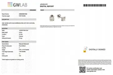 1.42 Ct VS2 Round Diamond Earrings - 14 karaat Witgoud - Oorbellen Diamant - Geen reserve