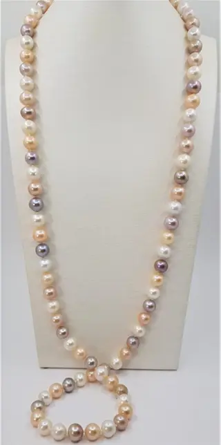 No Reserve - 10x11mm Multi Edison Pearls - 925 Zilver - Halsketting