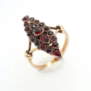 14 karaat Goud - Ring - facetgeslepen granaatstenen