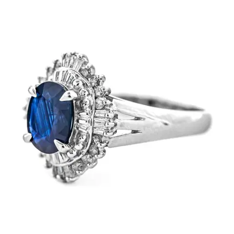 1.85 tcw Sapphire Ring Platina - Ring - 1.50 ct Saffier - Diamanten van 0,35 ct - geen minimumprijs