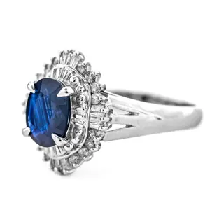 1.85 tcw Sapphire Ring Platina - Ring - 1.50 ct Saffier - Diamanten van 0,35 ct - geen minimumprijs