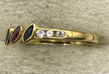 NO RESERVE PRICE - 18 karaat Geel goud - Ring Robijn - Diamanten, Saffieren