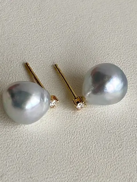 18 karaat Akoya parels - Oorbel - Diamanten