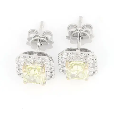 GIA Certificate Natural Fancy Earrings - 18 karaat Witgoud - Oorbellen - 0.50 ct Diamant - mooie diamanten