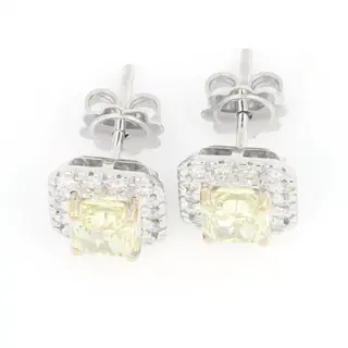 GIA Certificate Natural Fancy Earrings - 18 karaat Witgoud - Oorbellen - 0.50 ct Diamant - mooie diamanten