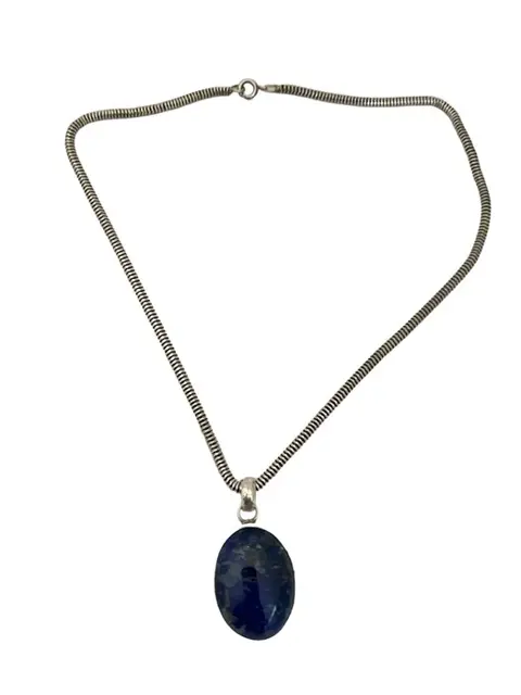 925 Zilver - Collier met hanger, Ring Lapis lazuli