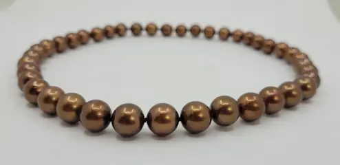 9.2x11mm Chocolate Tahitian Pearls - 14 karaat Geel goud - Halsketting