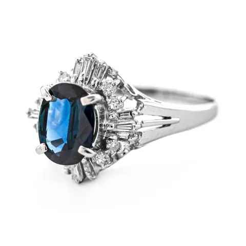 2.04 tcw Sapphire Ring Platina - Ring - 1.70 ct Saffier - Diamanten van 0,34 ct - geen minimumprijs