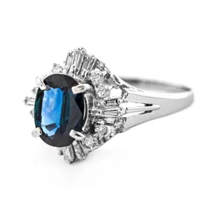 2.04 tcw Sapphire Ring Platina - Ring - 1.70 ct Saffier - Diamanten van 0,34 ct - geen minimumprijs