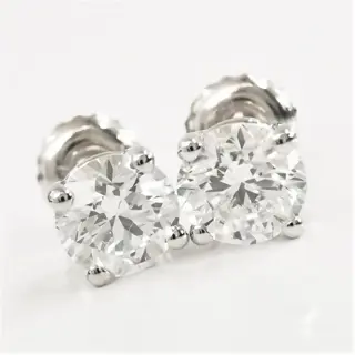 1.00 ct vs diamond stud earrings - 14 karaat Witgoud - Oorbellen Diamant - AIG gecertificeerd zonder reserve