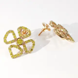 1.00 ct fancy vivid yellow & 0.20 ct fancy intense yellow diamonds designer stud earrings - 14 karaat Rosé goud - Oorbellen Diamant - Diamanten, AIG gecertificeerd zonder reserve