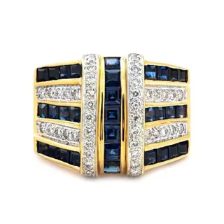 18 karaat Goud - Ring - 4.85 ct Saffier - Diamanten