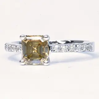 1.45 ct Natural Fancy Grayish Yellow VS2 - 14 karaat Witgoud - Ring - 1.23 ct Diamant - Diamanten, Geen minimumprijs