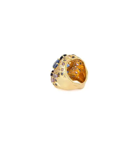 18 karaat Goud - Ring - 9.20 ct Saffier - Diamanten