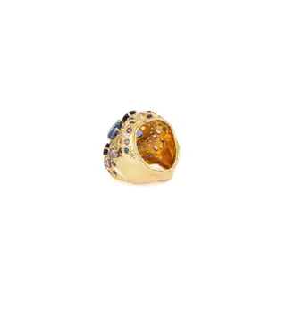 18 karaat Goud - Ring - 9.20 ct Saffier - Diamanten