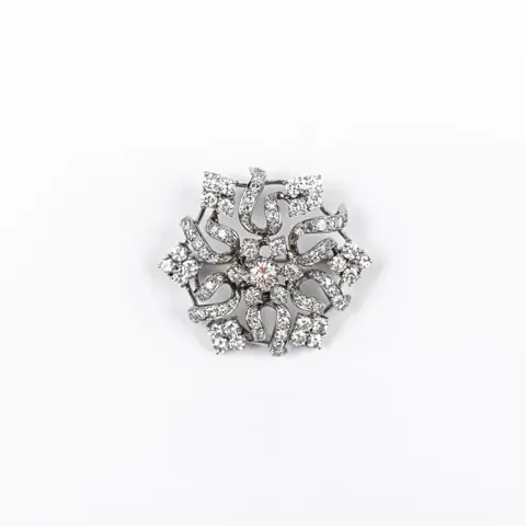 18 karaat Witgoud - Broche - 4.33 ct Diamant - Diamanten