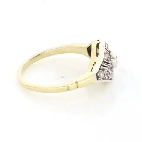 Vintage - No Reserve Price - 14 karaat Geel goud, Zilver - Ring - 0.11 ct Diamant