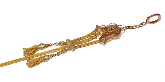 18 karaat Geel goud - Horlogeketting - Chatelaine horlogeketting met kwastjes Vintage antiek anno 1870