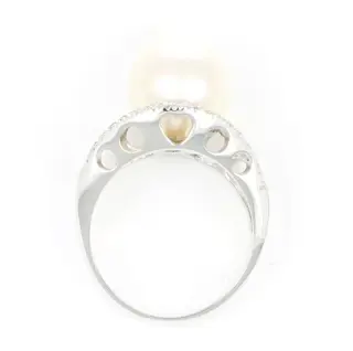 '' No Reserve Price '' - 18 karaat Akoya parel, Witgoud - Ring - 0.51 ct Diamant