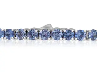 10.89 Carat Natural Sapphire Tennis Riviera - 14 karaat Witgoud - Armband - GEEN RESERVE