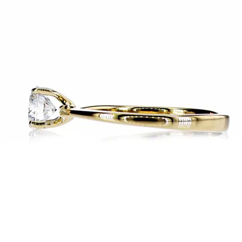 0.62 Ct E/S1 Round Diamond Ring - 14 karaat Geel goud - Ring Diamant
