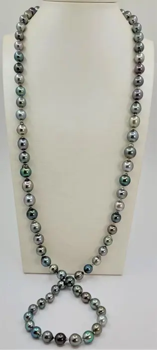 8x12mm Multi Bright Tahitiaanse parels - Halsketting