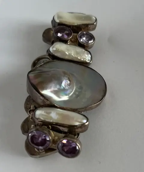 935 Zilver, Zoetwater parel - Armband Zoetwater parel - Amethisten