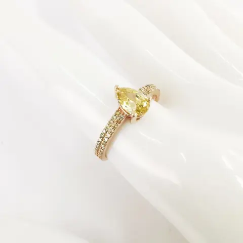 0.90 ct vs fancy yellow & 0.30 ct vs mix color diamonds designer solitaire ring - 14 karaat Rosé goud - Ring Diamant - Diamanten, AIG gecertificeerd zonder reserve