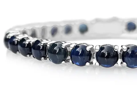 27.09 Carat Blue Sapphire Tennis Riviera - 14 karaat Witgoud - Armband - GEEN RESERVE