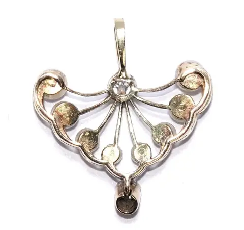 14 karaat Geel goud, Witgoud - Hanger - 0.14 ct Diamanten - Parels
