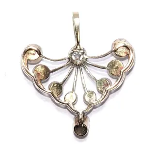 14 karaat Geel goud, Witgoud - Hanger - 0.14 ct Diamanten - Parels