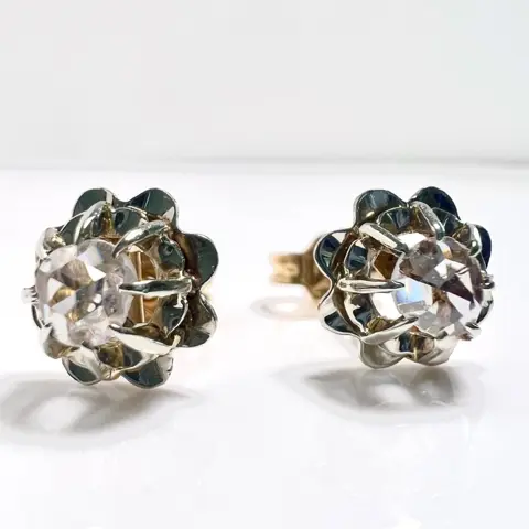 Antik - 18 karaat Geel goud - Oorbellen - 0.36 ct - roos geslepen