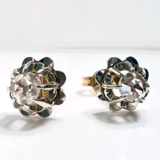 Antik - 18 karaat Geel goud - Oorbellen - 0.36 ct - roos geslepen