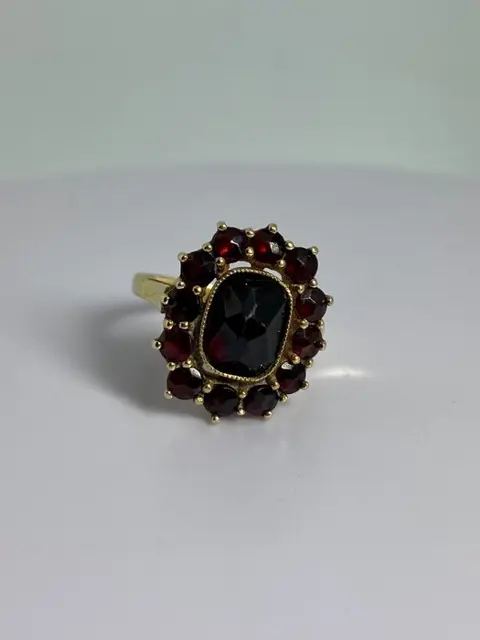 14 karaat Geel goud, Goud - Ring Granaat