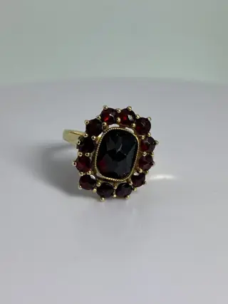 14 karaat Geel goud, Goud - Ring Granaat