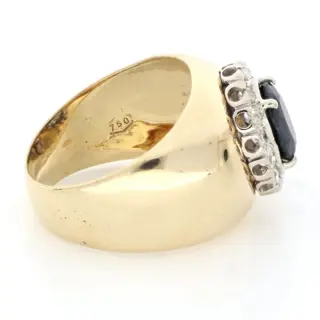 Vintage - No Reserve Price - 18 karaat Geel goud, Witgoud - Ring - 2.50 ct Saffier - Diamanten